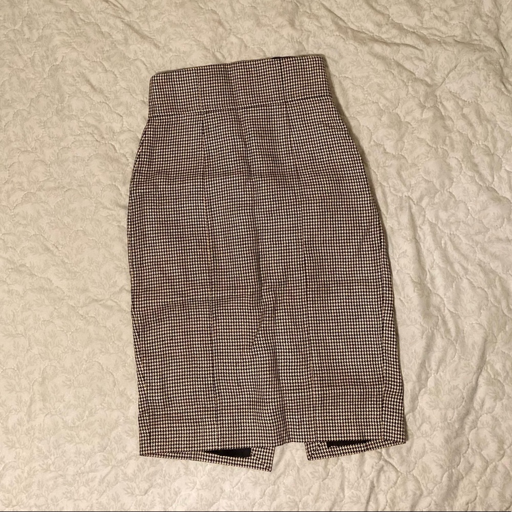 Ralph Lauren Collection Houndstooth Linen Pencil Skirt Size 2